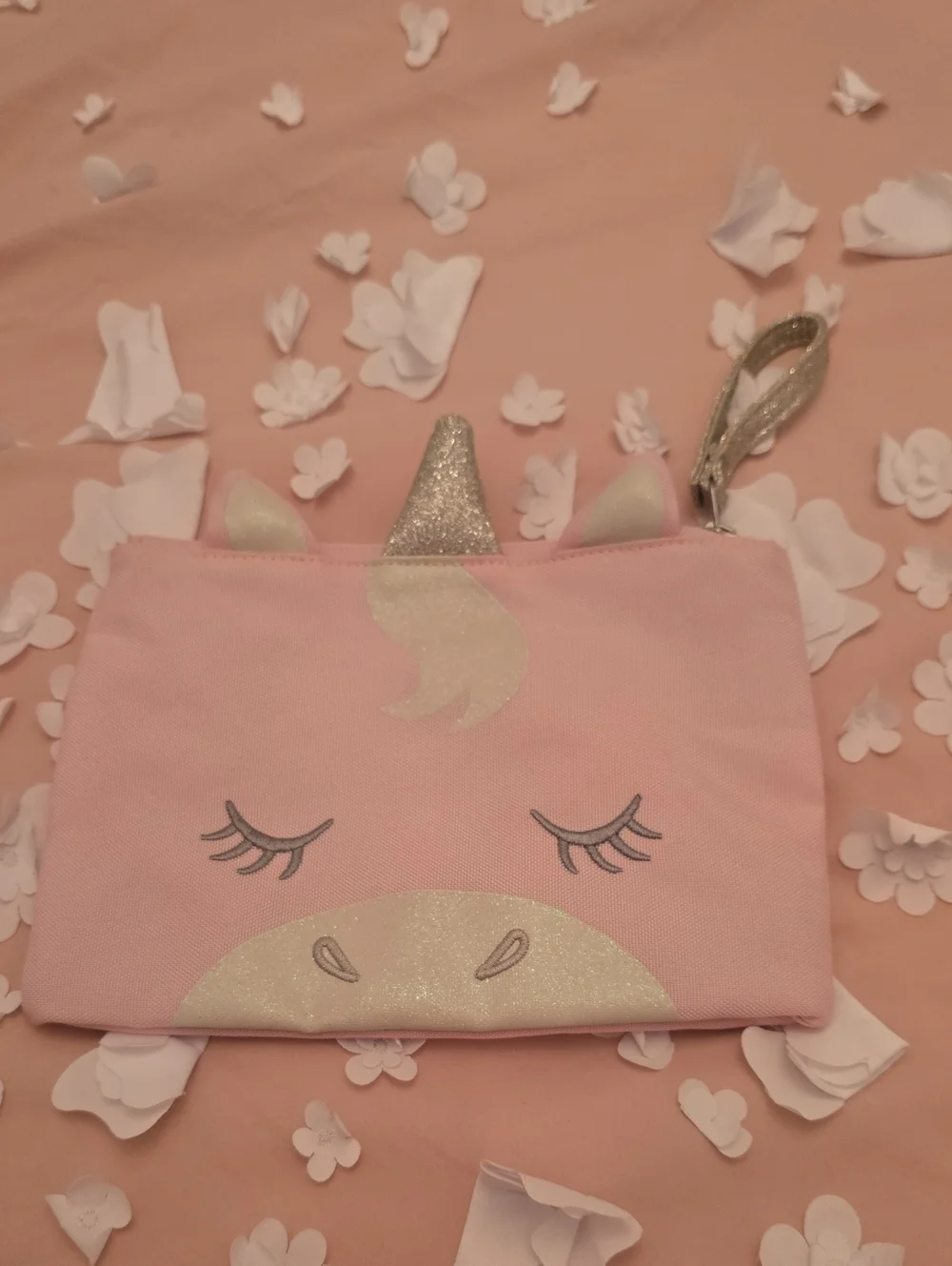Pottery Barn Kids Pink Unicorn Glitter Wristlet Pouch